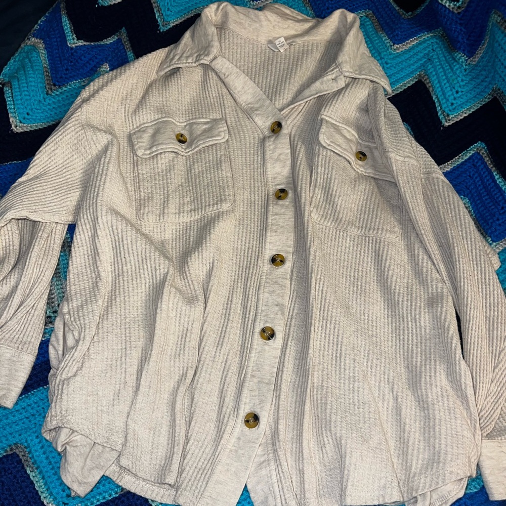 Terra & Sky Gray Waffle Knit Top